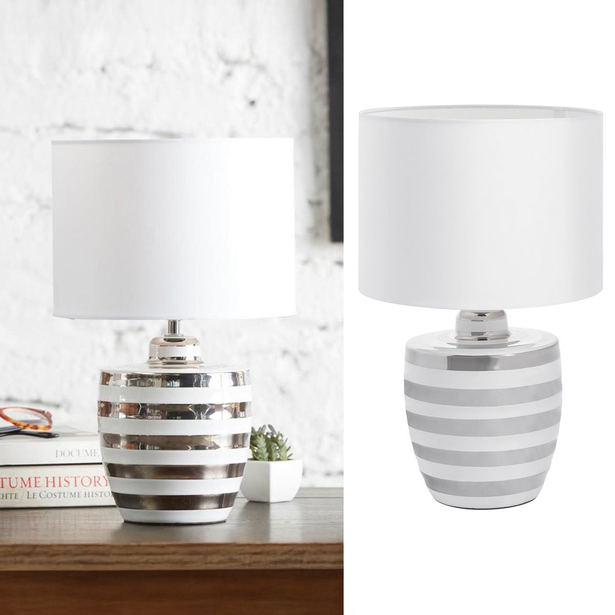 JUST HOME COLLECTION - Lámpara Mesa Mariana Gris 24x18 cm