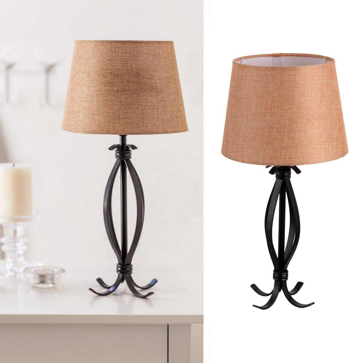 JUST HOME COLLECTION - Lámpara Mesa Helena Beige 22x43 cm