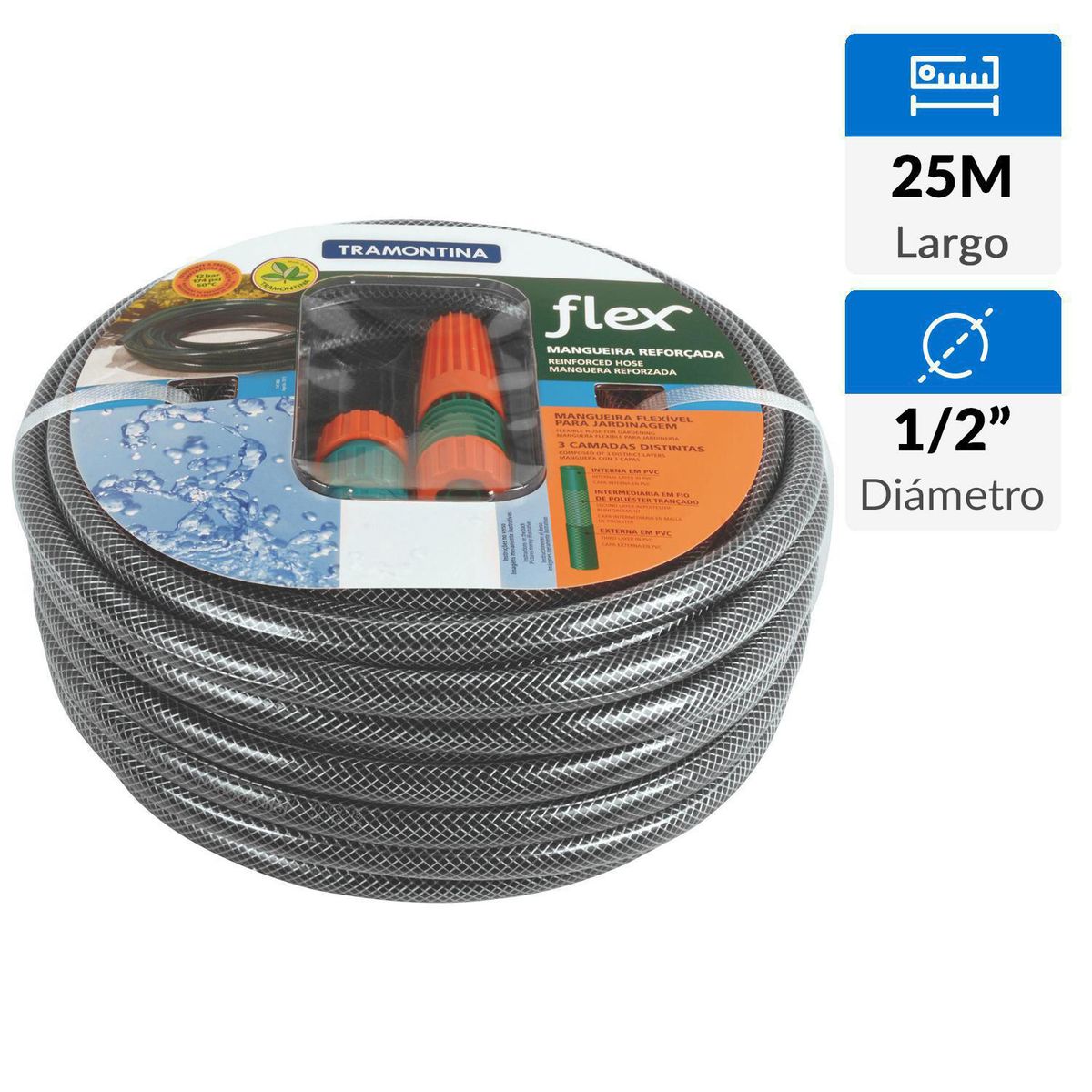 TRAMONTINA - Set de manguera 25 m verde