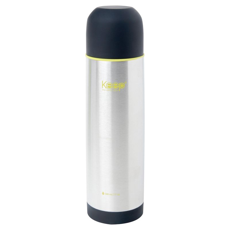 KEEP - Set de Mate y Termo 500 ml Acero Inoxidable Plateado/ Negro