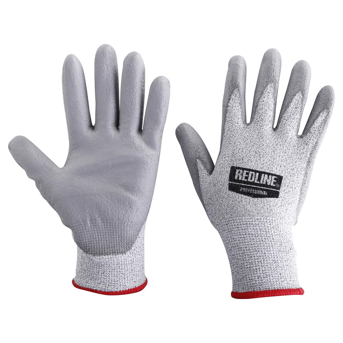 REDLINE - Guante Multiuso Tejido y Palma Anticorte Grado 5 Profesional de Tela L Gris