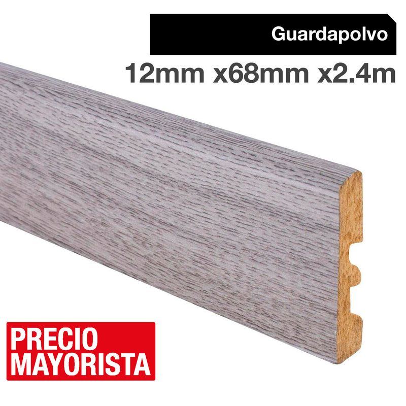 HOLZTEK - Guardapolvo MDF Ceniza 12 mm 6.8x240 cm