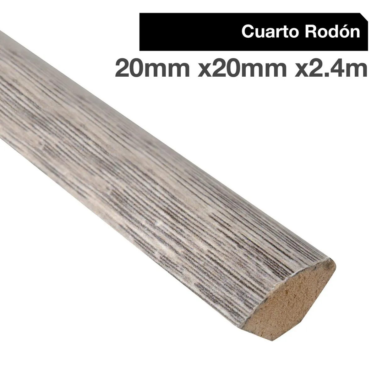 HOLZTEK - Moldura 1/4 Rodón MDF Ceniza 20 mm 2x240 cm