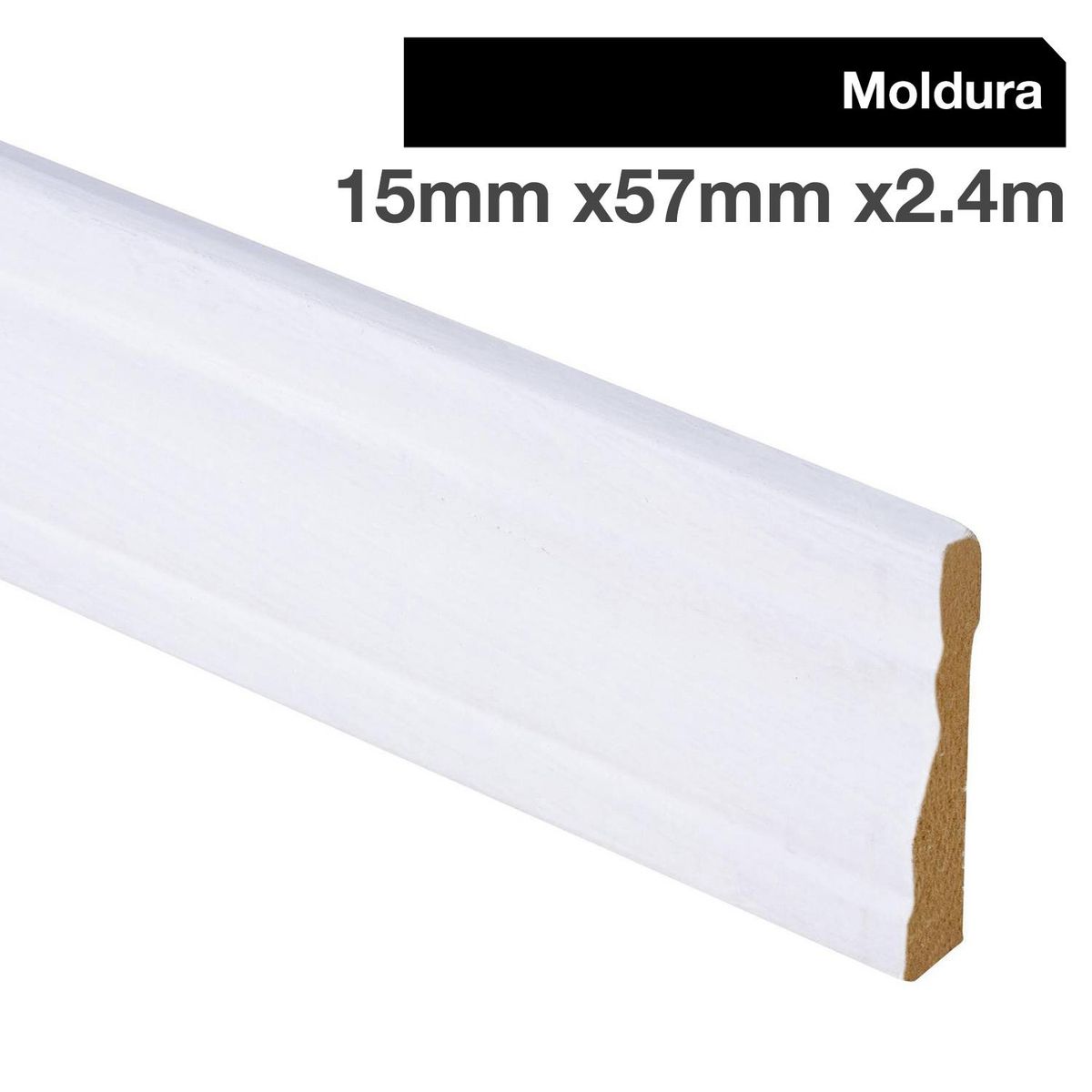HOLZTEK - Moldura Pilastra MDF Blanco 15 mm 5.7x240 cm