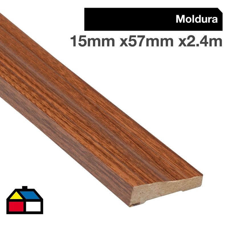 HOLZTEK - Moldura Pilastra MDF Nogal 15 mm 5.7x240 cm