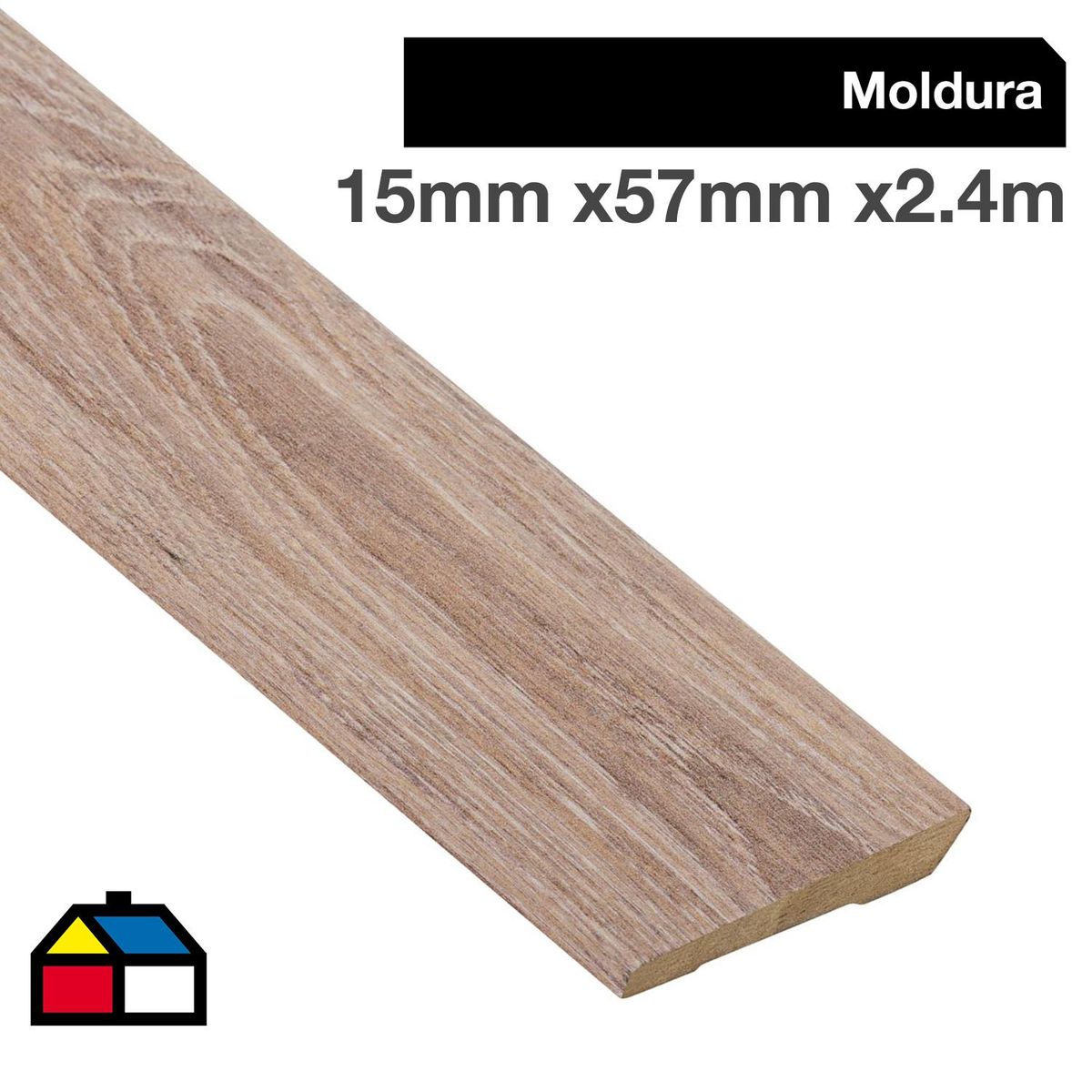 HOLZTEK - Moldura Pilastra MDF Roble 15 mm 5.7x240 cm