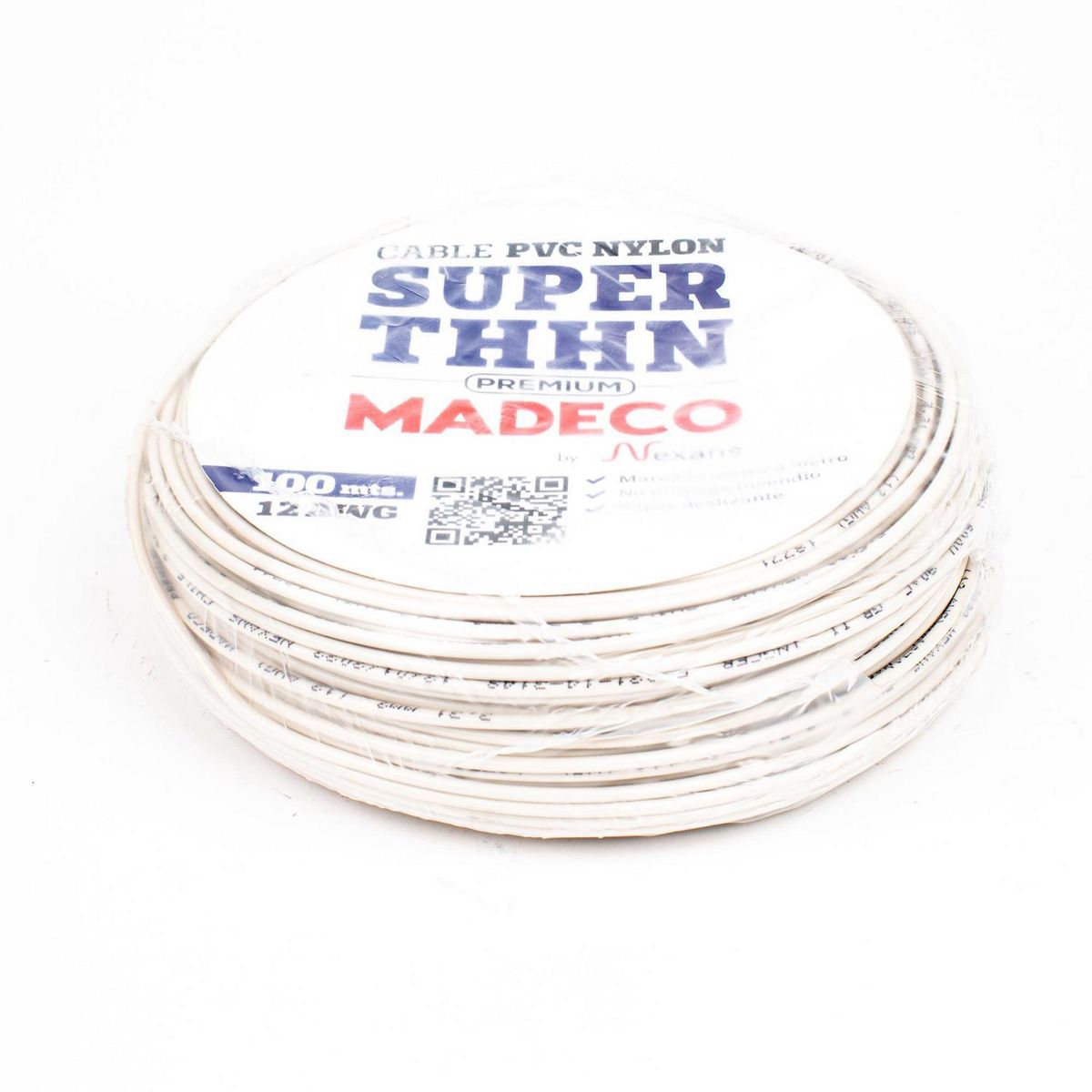 MADECO - Cable Eléctrico Premium THHN 1x12AWG/4MM2 Blanco 100 metro(s) 