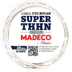 MADECO - Cable Eléctrico Premium THHN 1x12AWG/4MM2 25 metro(s) Blanco