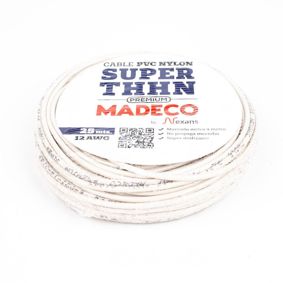 MADECO - Cable Eléctrico Premium THHN 1x12AWG/4MM2 Blanco 25 metro(s) 