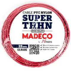 MADECO - Cable Eléctrico Premium THHN 1x12AWG/4MM2 25 metro(s) Rojo