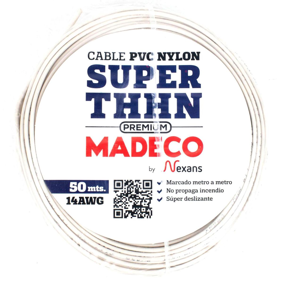 MADECO - Cable Eléctrico Premium THHN 1x14AWG/2,5MM2 Blanco 50 metro(s) 