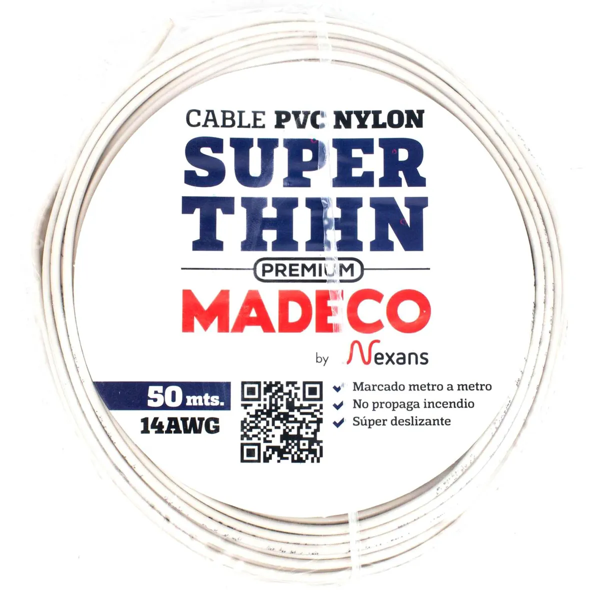 MADECO - Cable Eléctrico Premium THHN 1x14AWG/2,5MM2 Blanco 50 metro(s) 