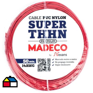 Cable elctrico Premium (Thhn) 14 Awg 50 m Rojo
