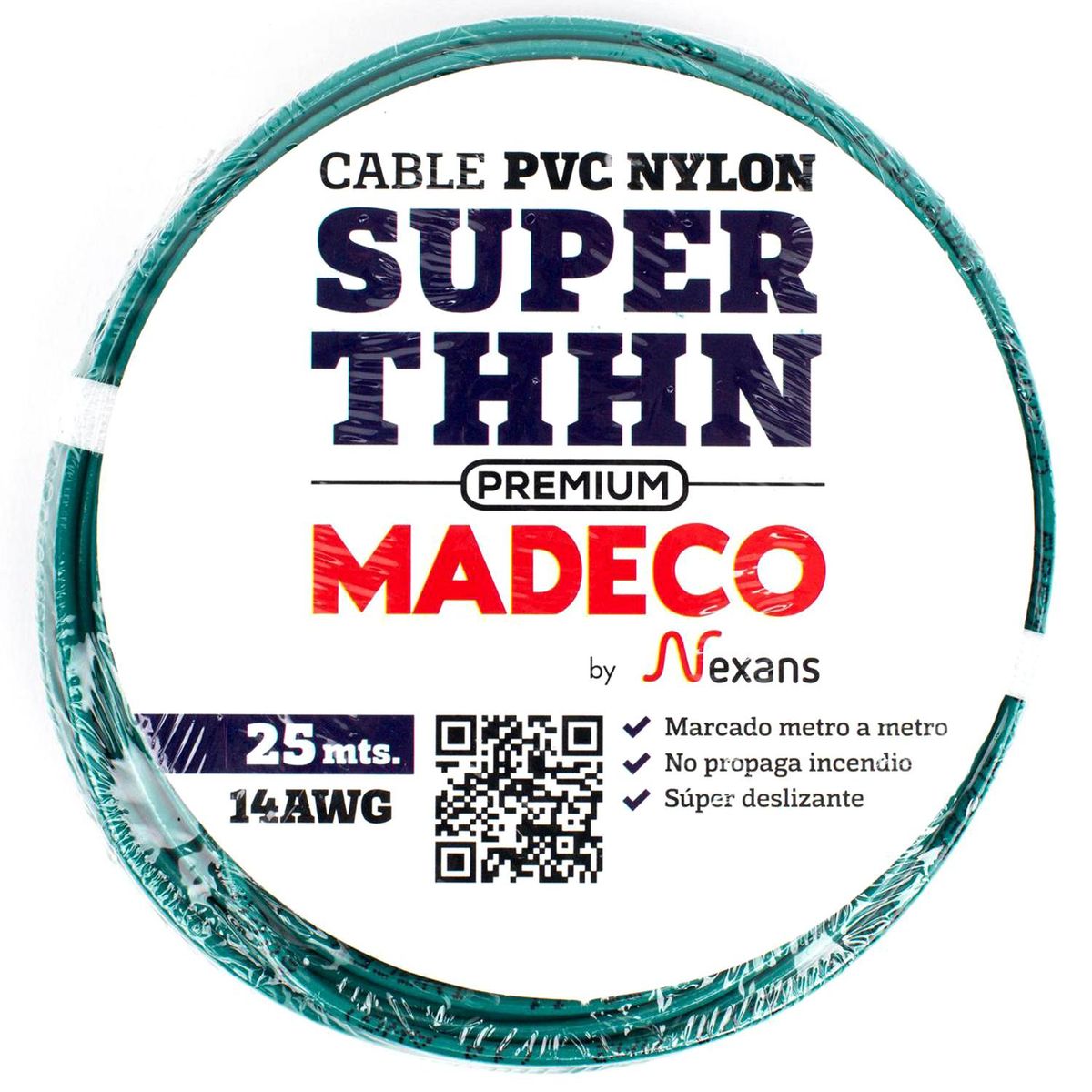 MADECO - Cable Eléctrico Premium THHN 1x14AWG/2,5MM2 Verde 25 metro(s) 