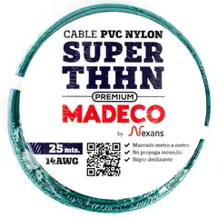 MADECO - Cable eléctrico Premium (Thhn) 14 Awg 25 m Verde