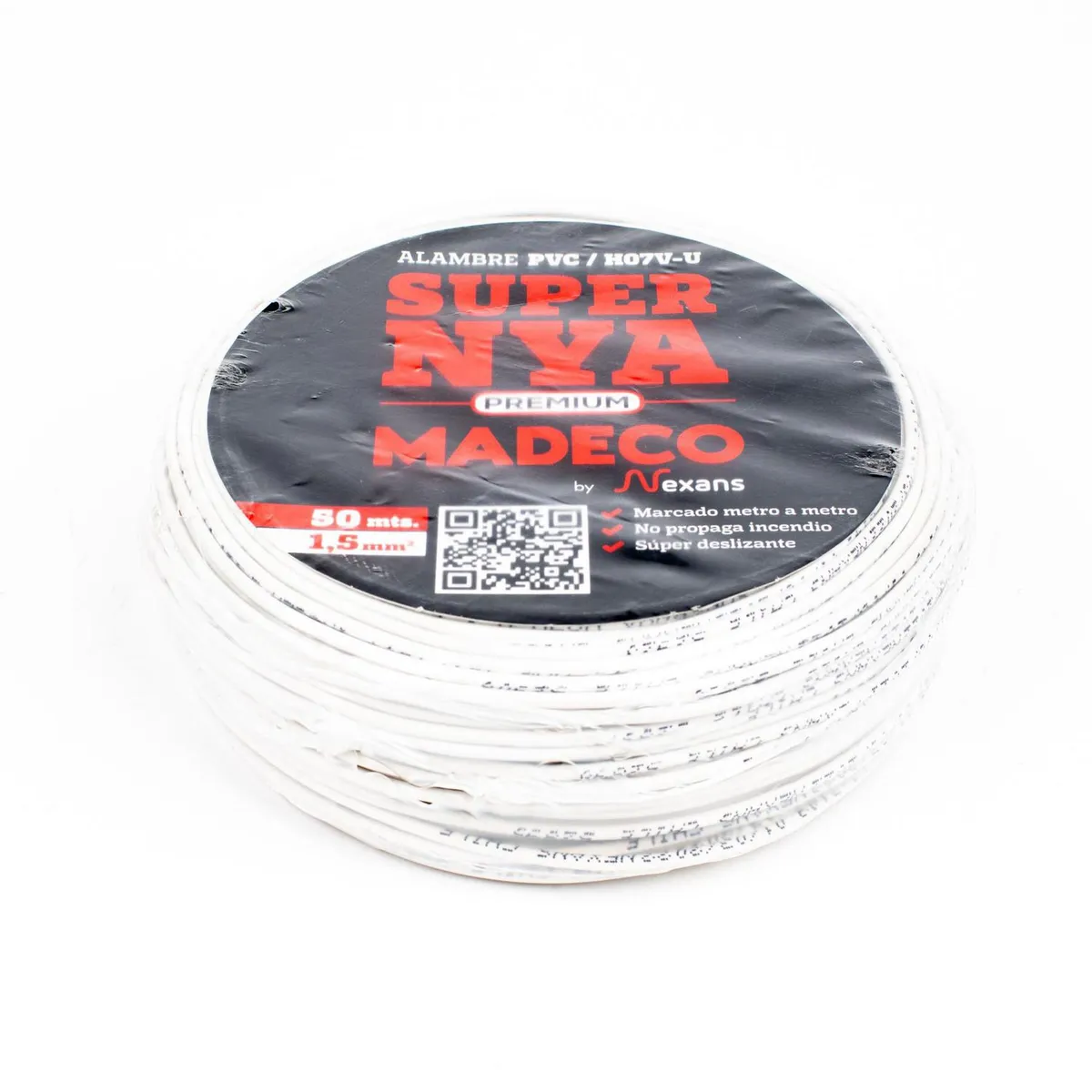 MADECO - Alambre de Cobre Aislado Premium H07V-U 1x1,5 mm2 Blanco 50 metro(s) 