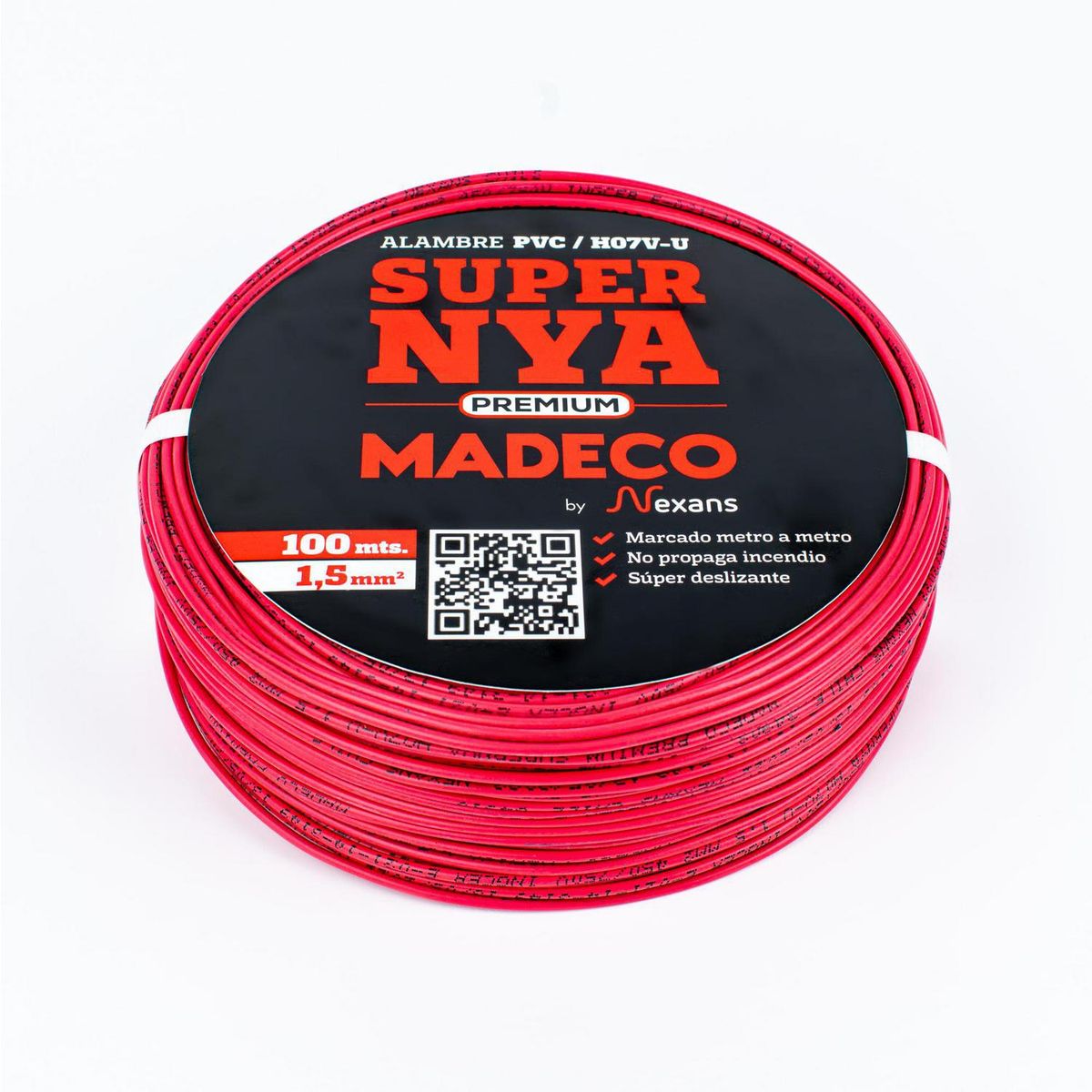 MADECO - Alambre de Cobre Aislado Premium H07V-U 1x1,5 mm2 Rojo 100 metro(s) 
