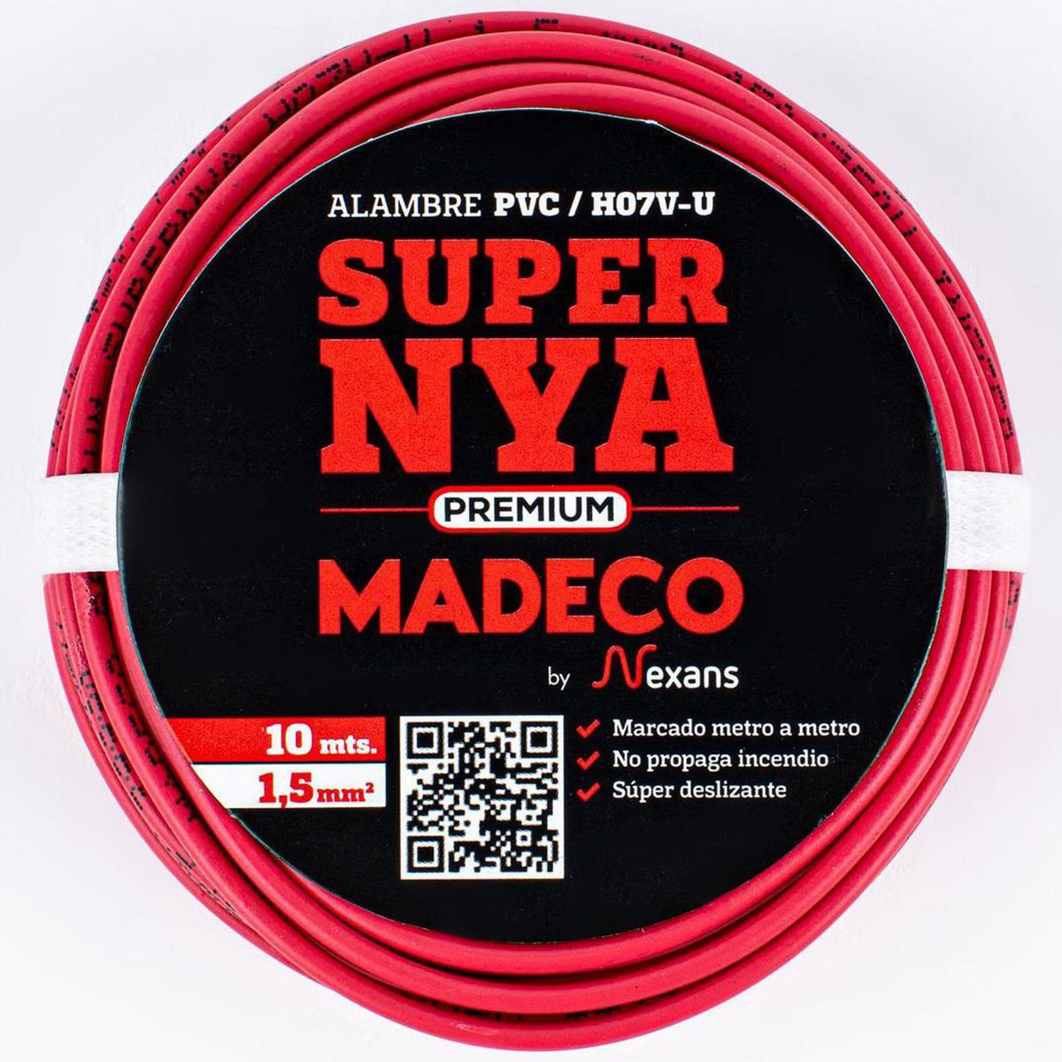 MADECO - Alambre de Cobre Aislado Premium H07V-U 1x1,5 mm2 Rojo 10 metro(s) 