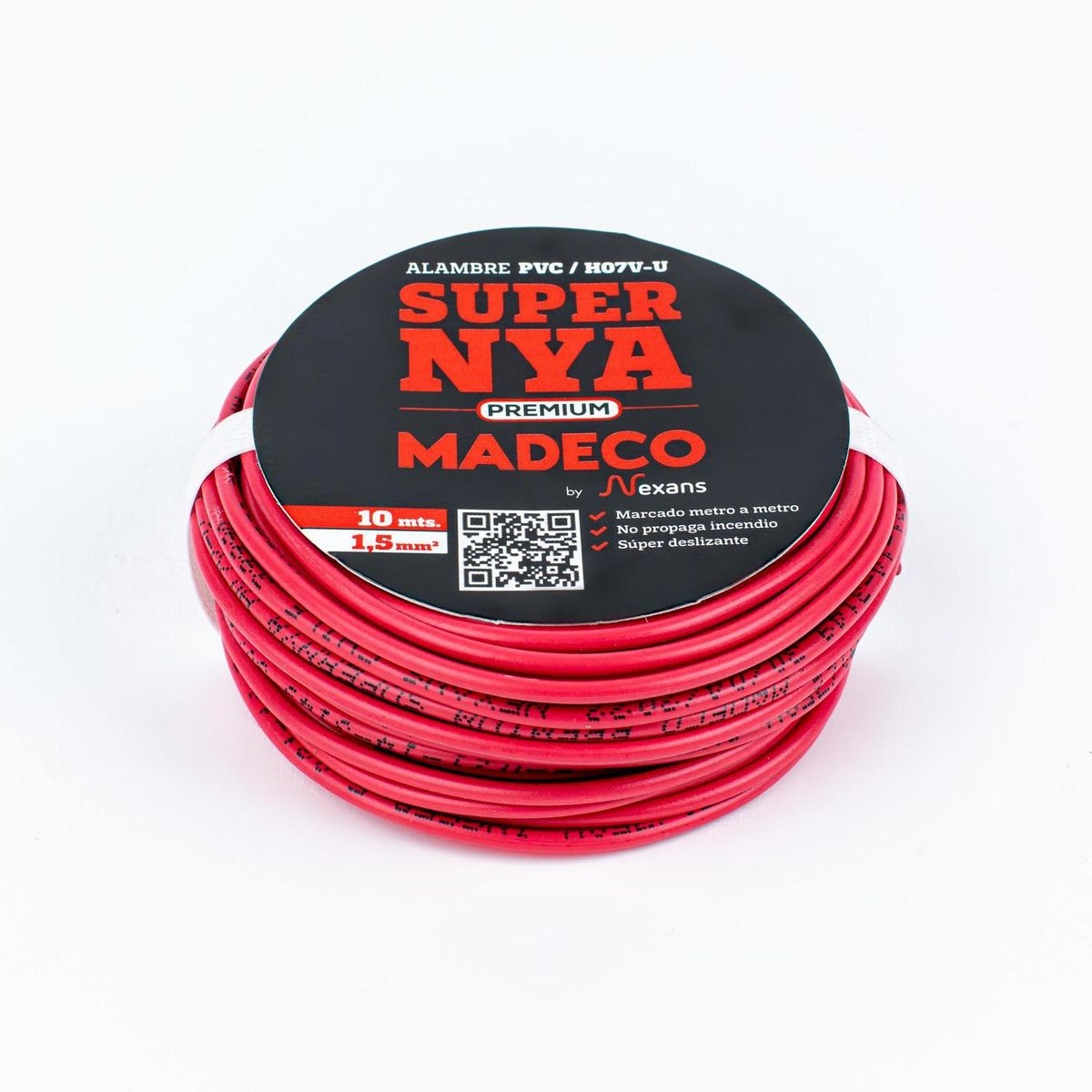 MADECO - Alambre de Cobre Aislado Premium H07V-U 1x1,5 mm2 Rojo 10 metro(s) 