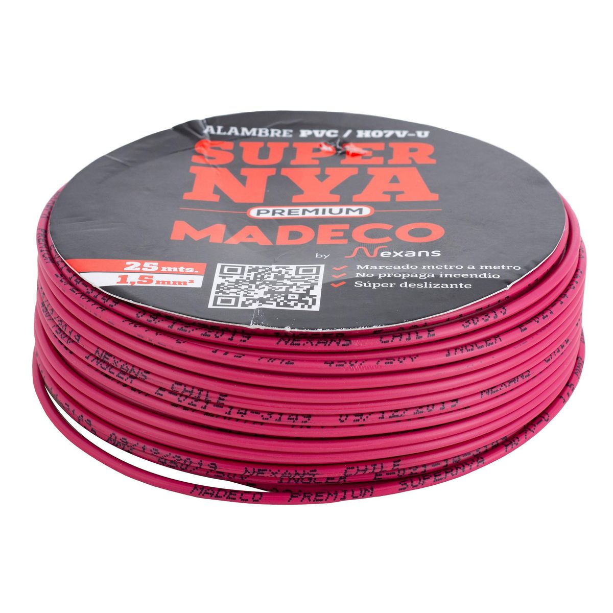 MADECO - Alambre de Cobre Aislado Premium H07V-U 1x1,5 mm2 Rojo 25 metro(s) 
