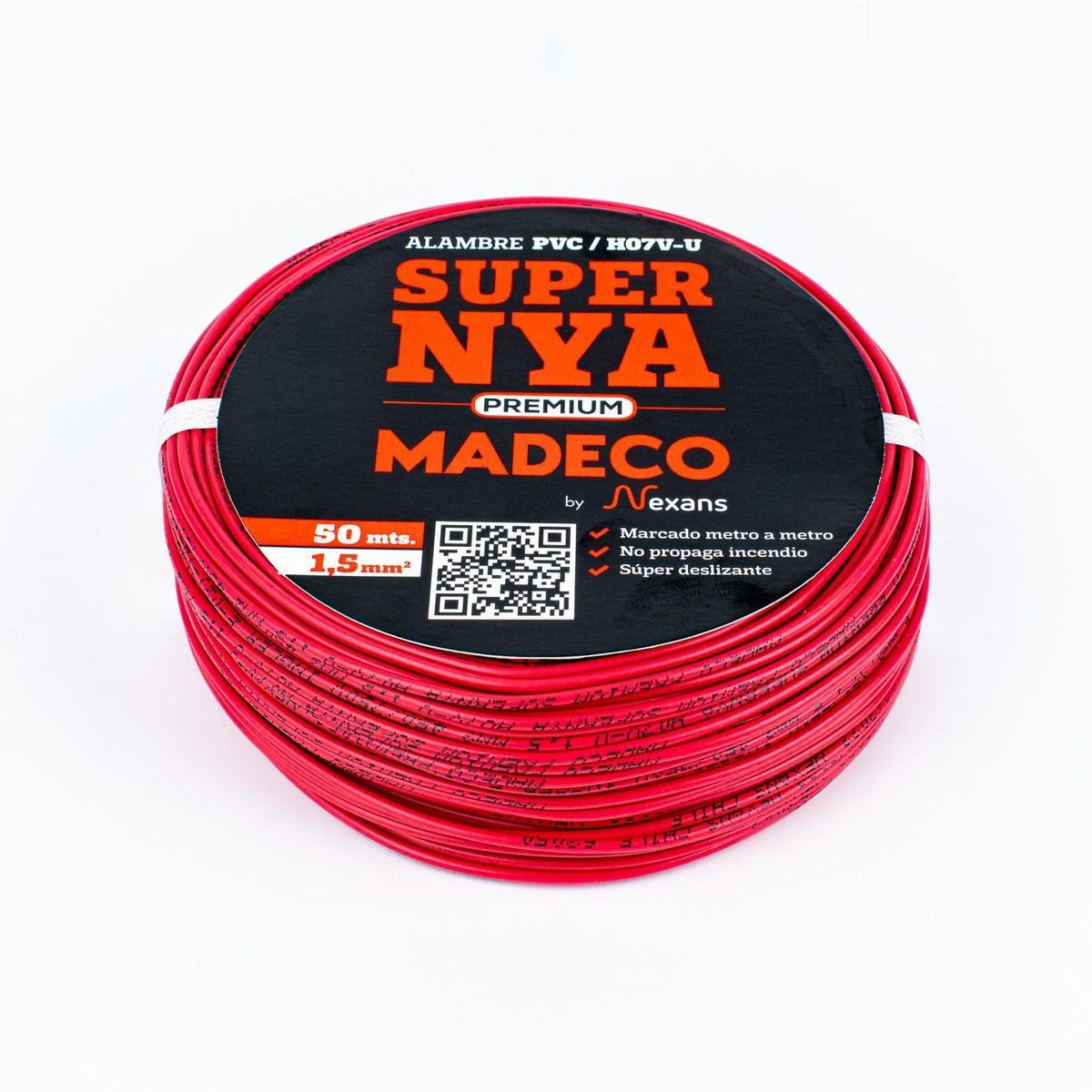 MADECO - Alambre de Cobre Aislado Premium H07V-U 1x1,5 mm2 Rojo 50 metro(s) 