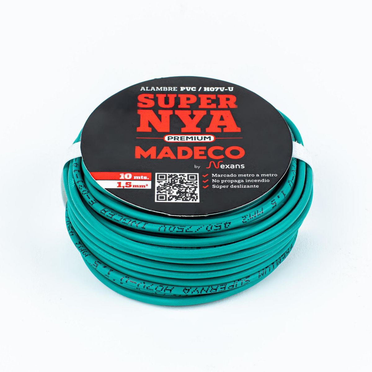 MADECO - Alambre de Cobre Aislado Premium H07V-U 1x1,5 mm2 Verde 10 metro(s) 