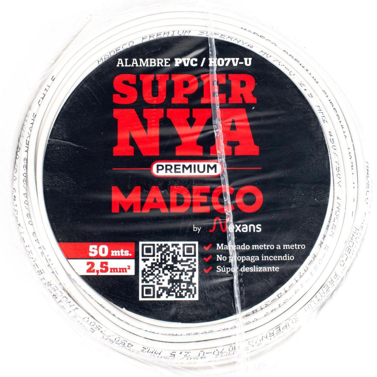 MADECO - Alambre de Cobre Aislado Premium H07V-U 1x2,5 mm2 Blanco 50 metro(s) 