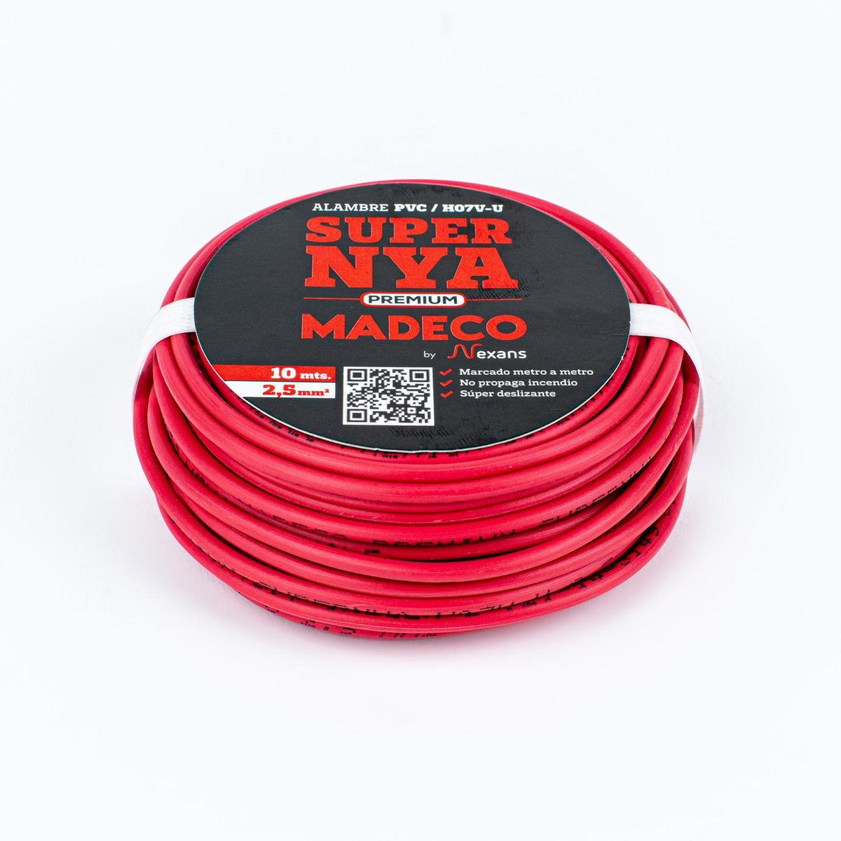 MADECO - Alambre de Cobre Aislado Premium H07V-U 1x2,5 mm2 Rojo 10 metro(s) 