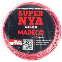 MADECO - Alambre de Cobre Aislado Premium H07V-U 1x2,5 mm2 25 metro(s) Rojo
