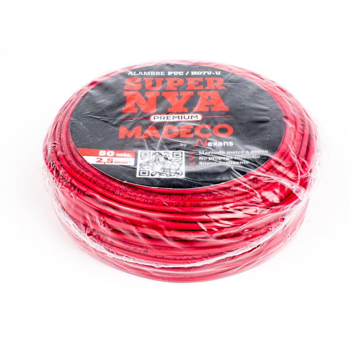 MADECO - Alambre de Cobre Aislado Premium H07V-U 1x2,5 mm2 Rojo 50 metro(s) 