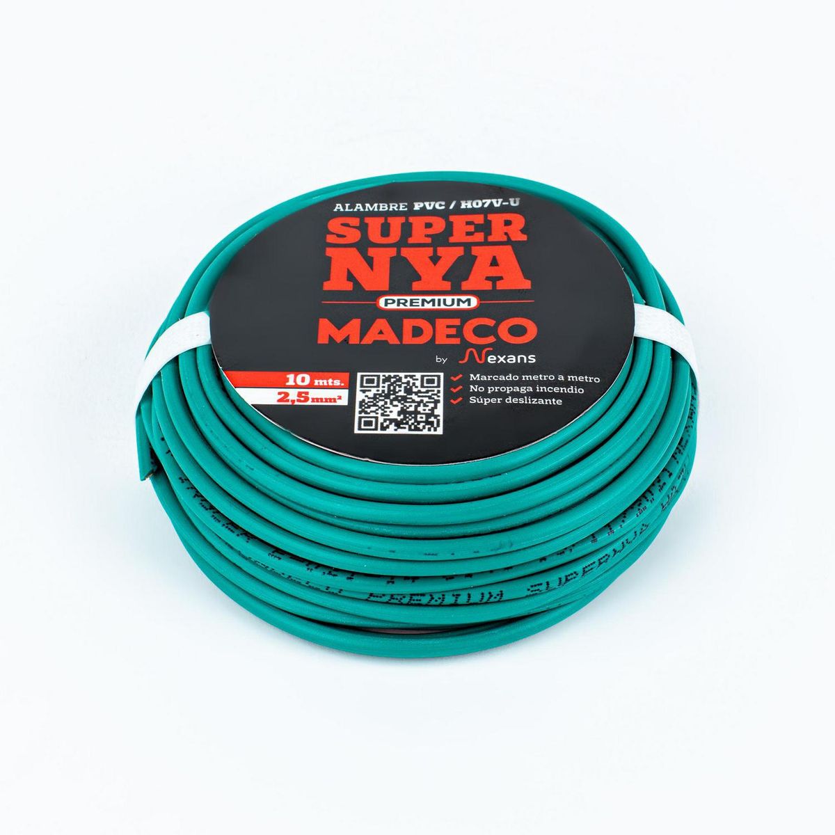 MADECO - Alambre de Cobre Aislado Premium H07V-U 1x2,5 mm2 Verde 10 metro(s) 