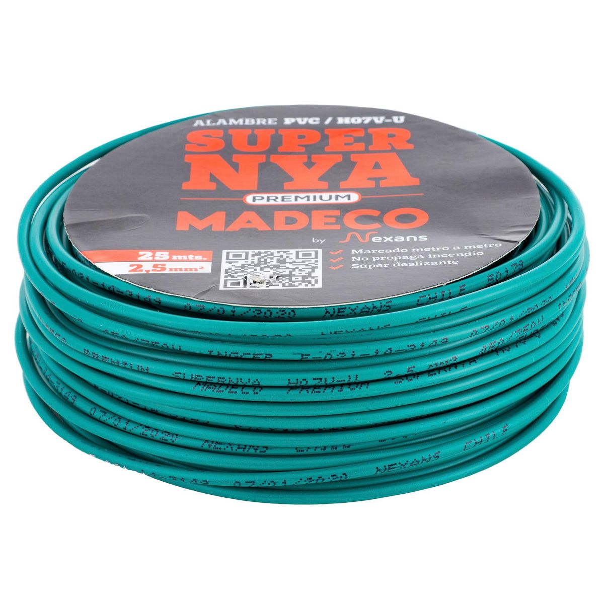MADECO - Alambre de Cobre Aislado Premium H07V-U 1x2,5 mm2 Verde 25 metro(s) 