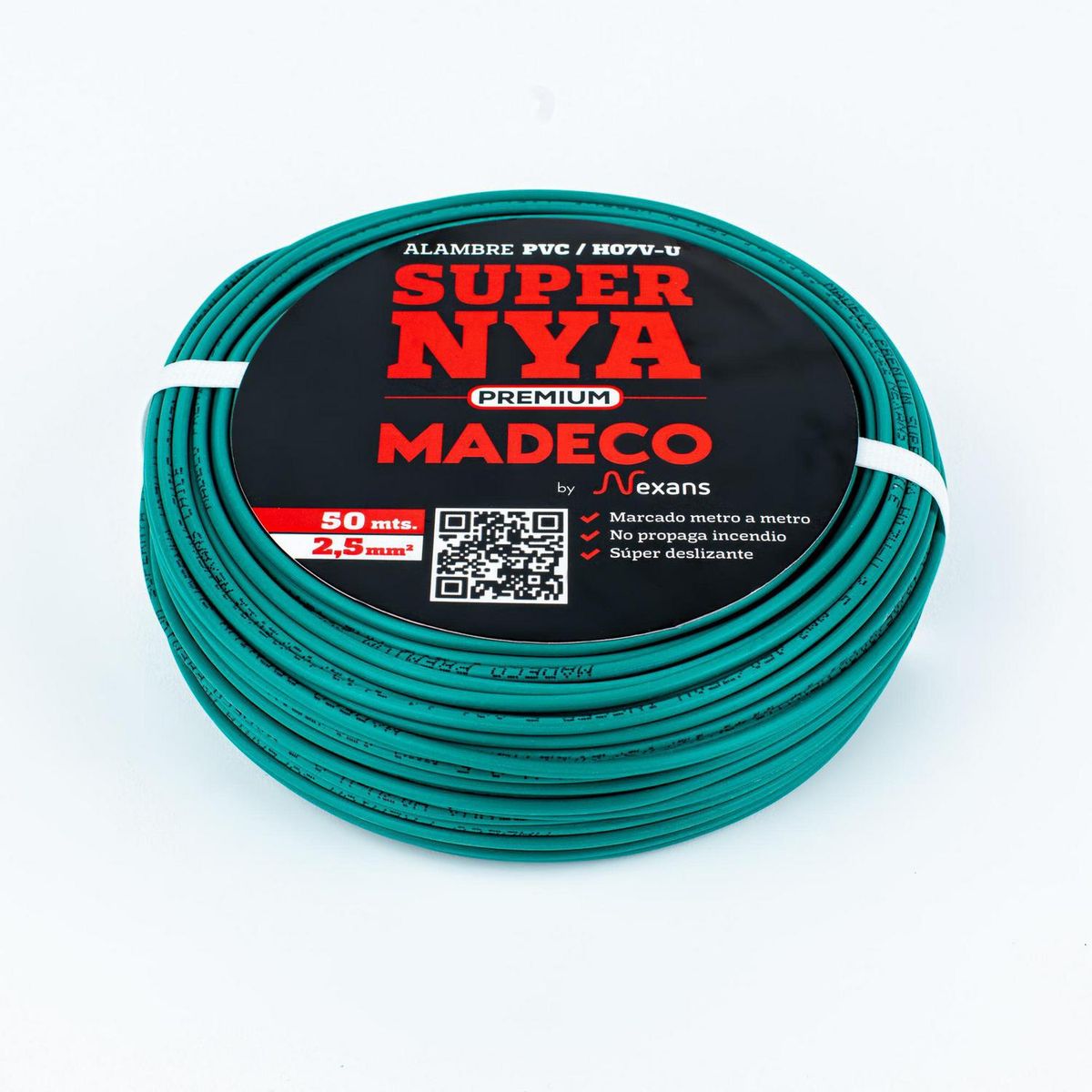 MADECO - Alambre de Cobre Aislado Premium H07V-U 1x2,5 mm2 Verde 50 metro(s) 