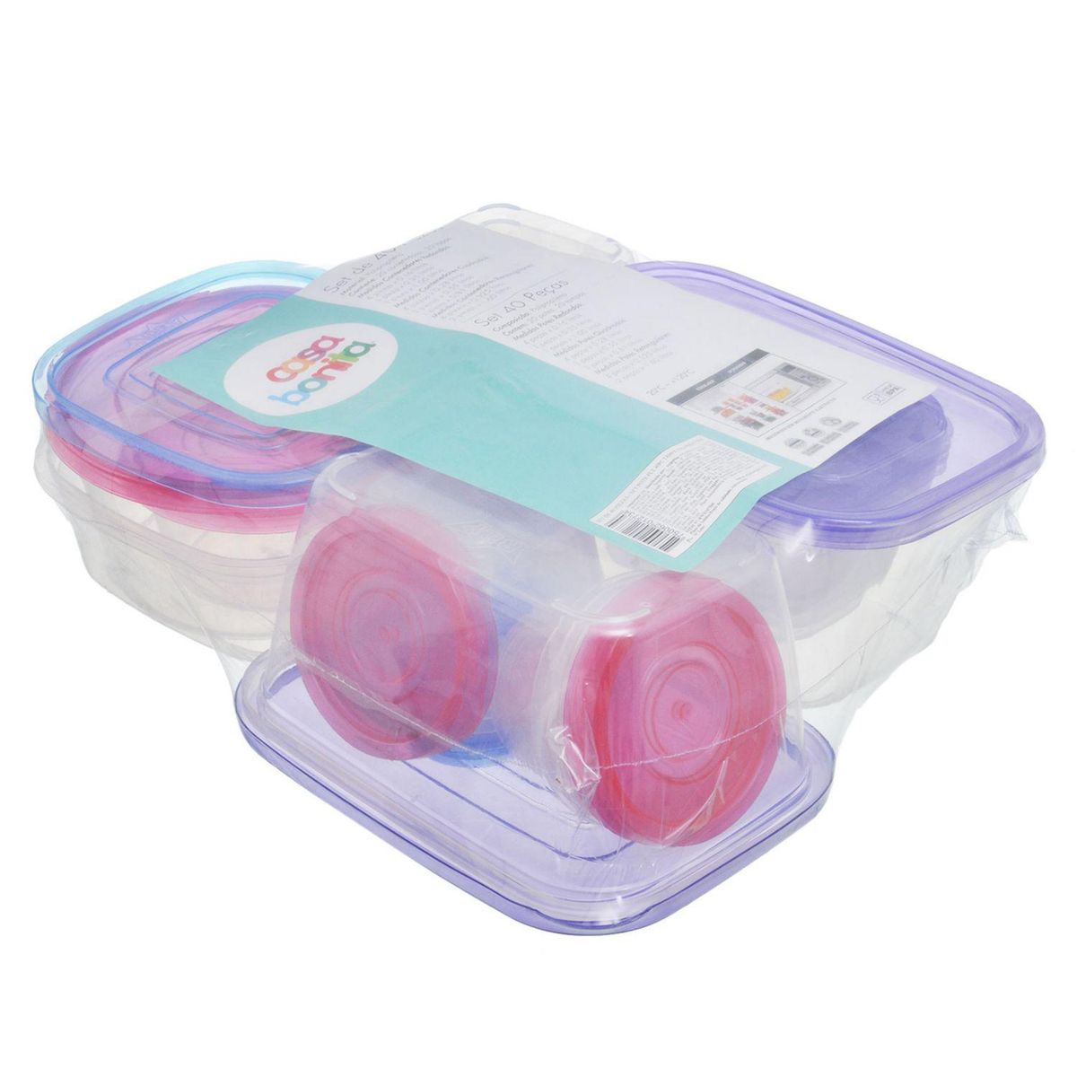 CASA BONITA - Set de 40 Contenedores de Alimentos Plástico 9.86 l