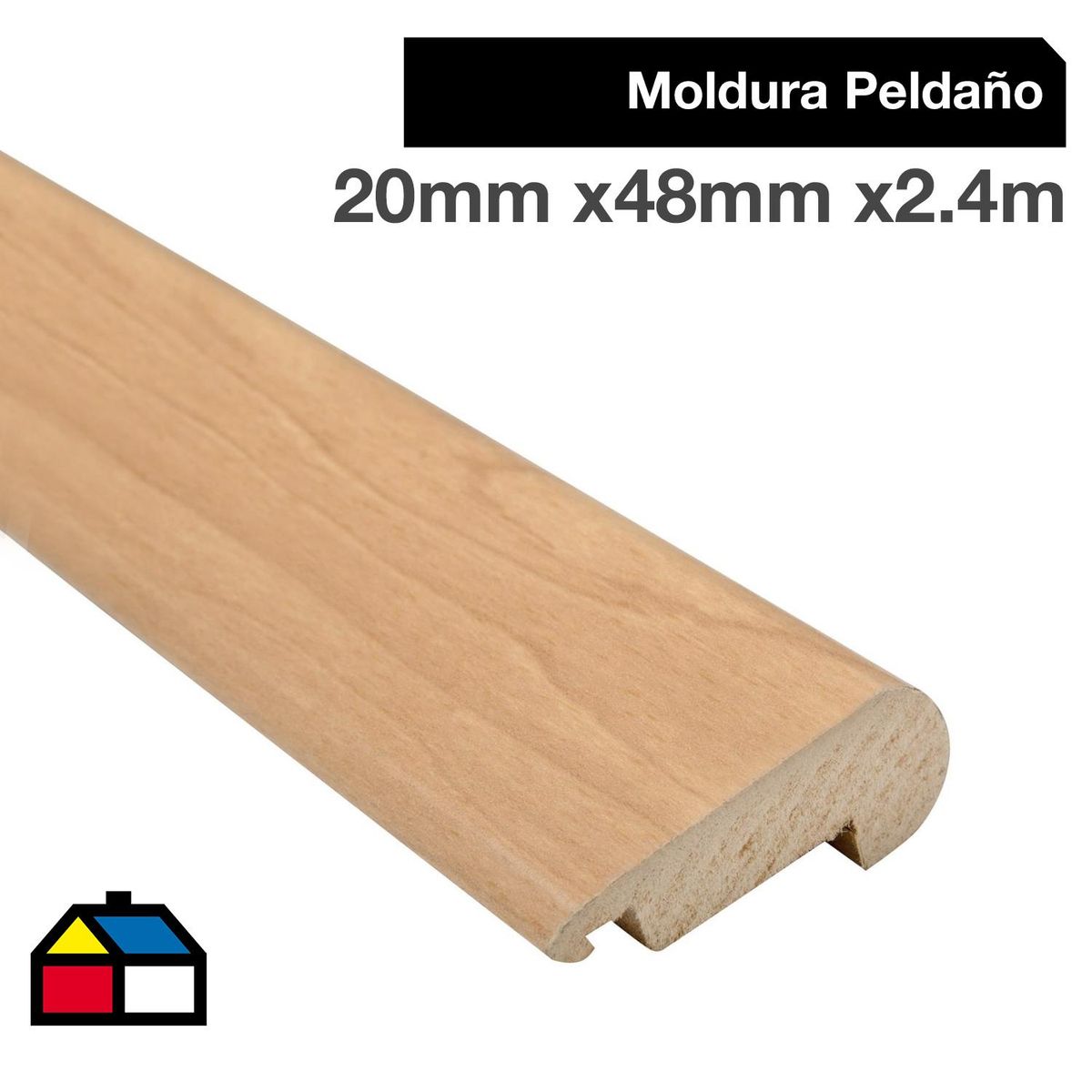 HOLZTEK - Moldura para Peldaño MDF Abedul 48 mm 1.8x240 cm