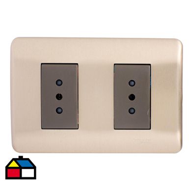 Tomacorriente doble 10 A Beige