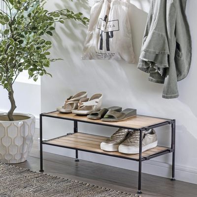 Imagen 2 del producto Zapatera Metal 2 Nivel(es) 67.3x31.75x30.98 cm Gris/Café