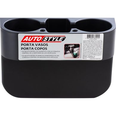 Posavasos doble para auto plstico 28x9,5x20 cm negro