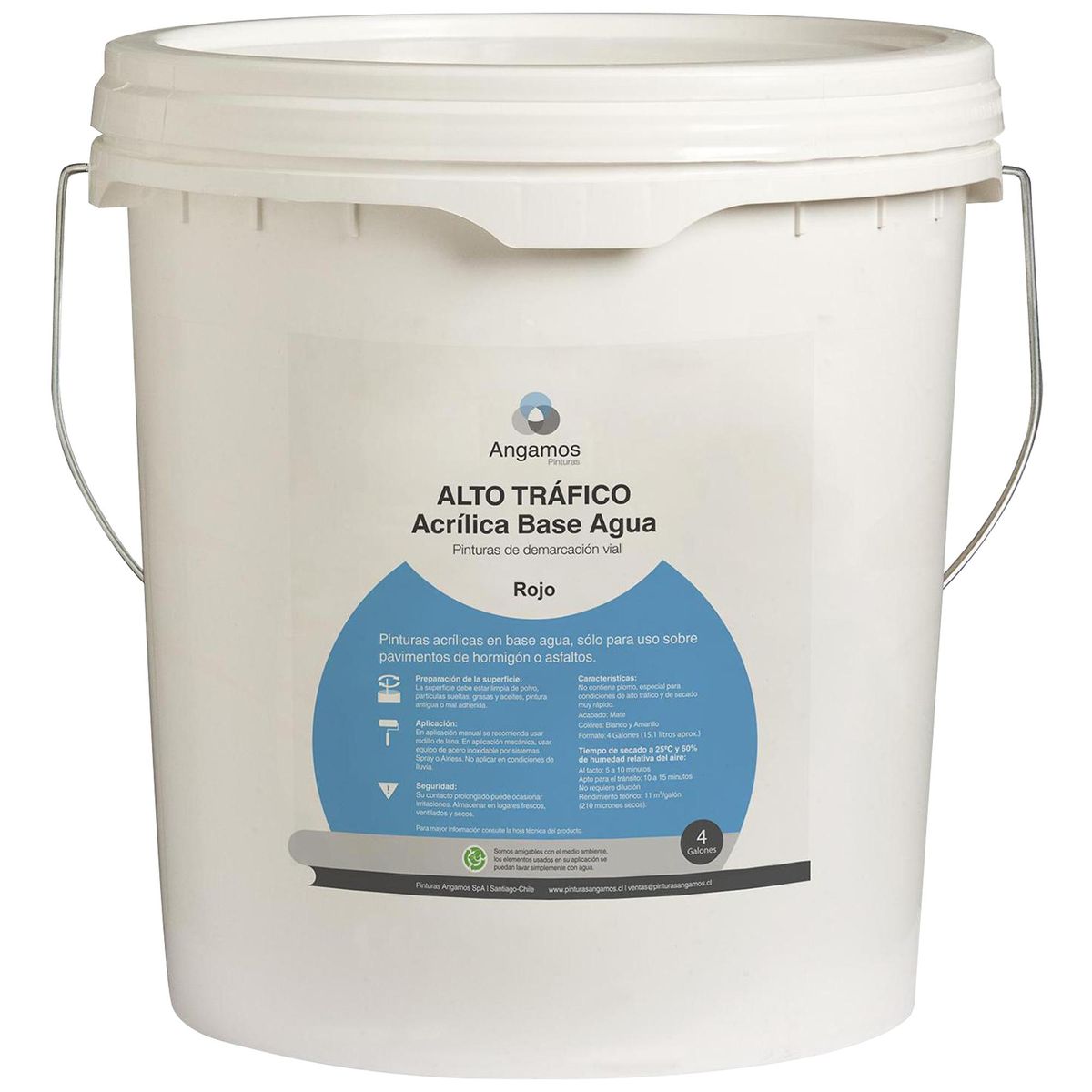 ANGAMOS - Pintura de Demarcación Vial Tineta 4 galón(es) Mate Rojo