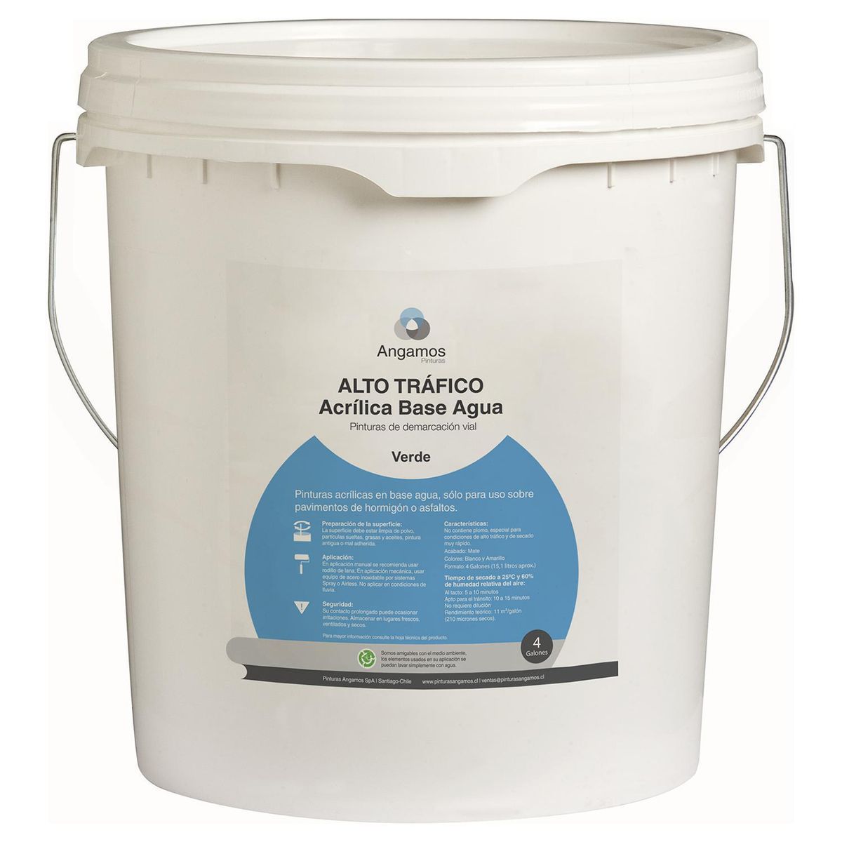 ANGAMOS - Pintura de Demarcación Vial Tineta 4 galón(es) Mate Verde