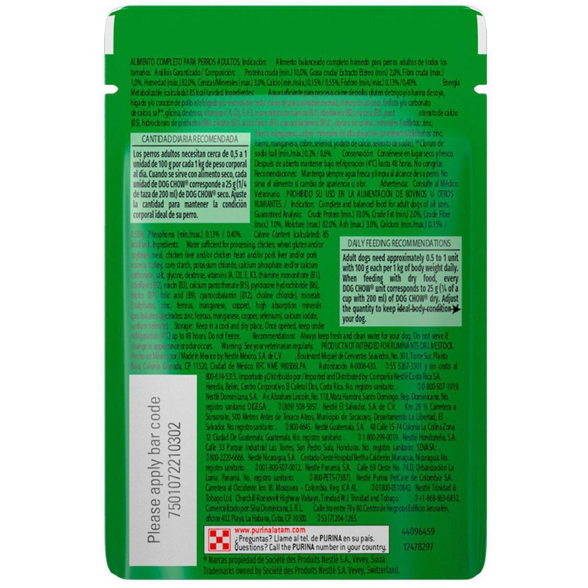 DOG CHOW - Alimento húmedo para perro adulto 100 gr pavo