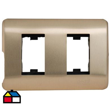 Placa 2 mdulos bronce