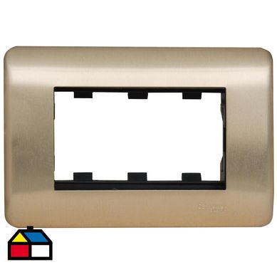 Placa 3 mdulos bronce