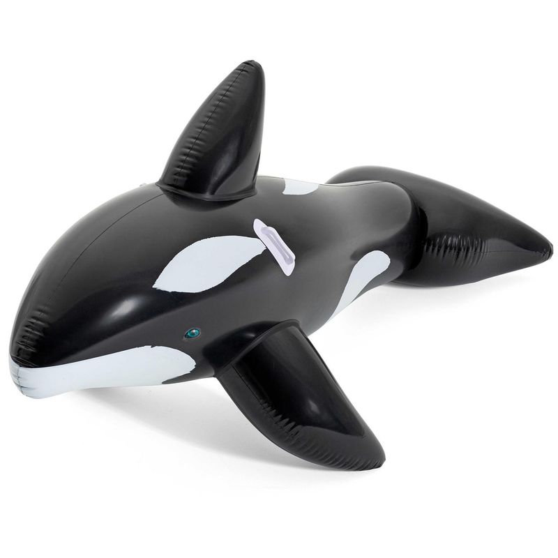 BESTWAY - Flotador Ballena Inflable Ride-On Negro/ Blanco 102x50x203 cm