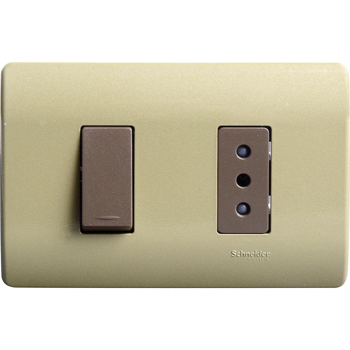 SCHNEIDER ELECTRIC - Interruptor 9/12 y tomacorriente 10 A Dorado Genesis