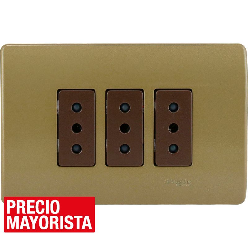 SCHNEIDER ELECTRIC - Tomacorriente triple 10 A Dorado Genesis