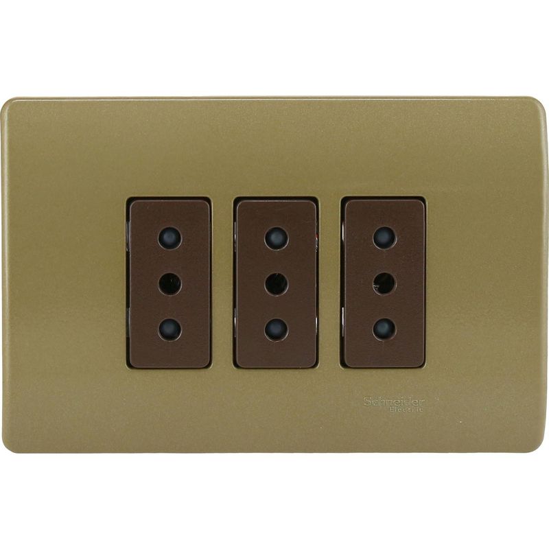 SCHNEIDER ELECTRIC - Tomacorriente triple 10 A Dorado Genesis