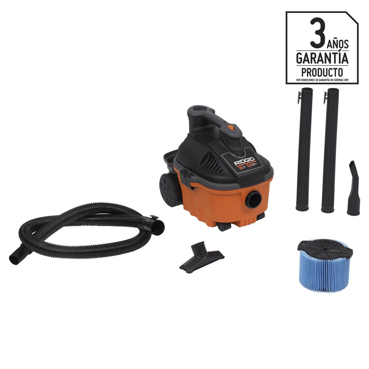 RIDGID - Aspiradora Seco Húmedo 1100 W 15 Litros WD4075