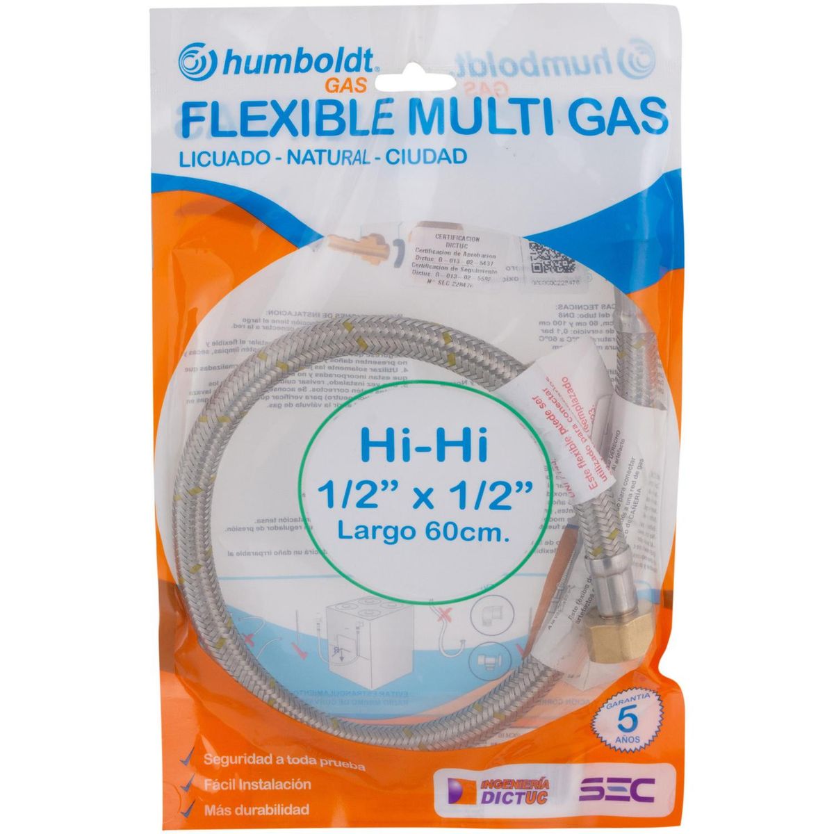 HUMBOLDT - Flexible gas 1/2" HI-HI 60 cm