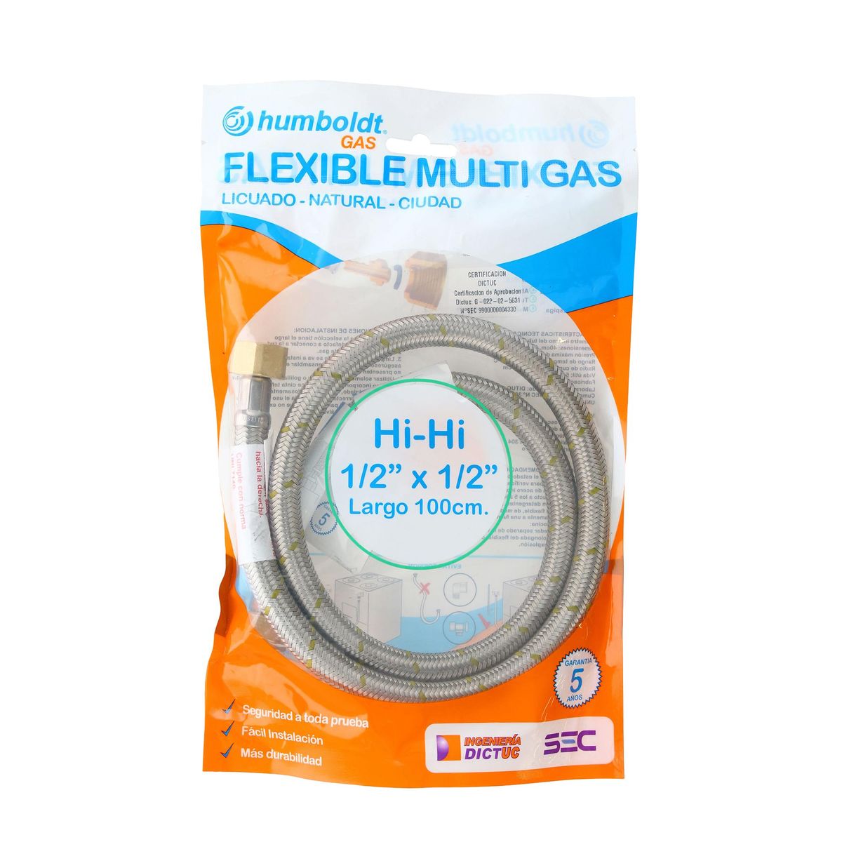 HUMBOLDT - Flexible gas 1/2" HI-HI 100 cm